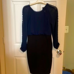 Dress with blue top and black bottom